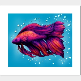 Red Siamese Fighting Fish (Betta Splendens) Posters and Art